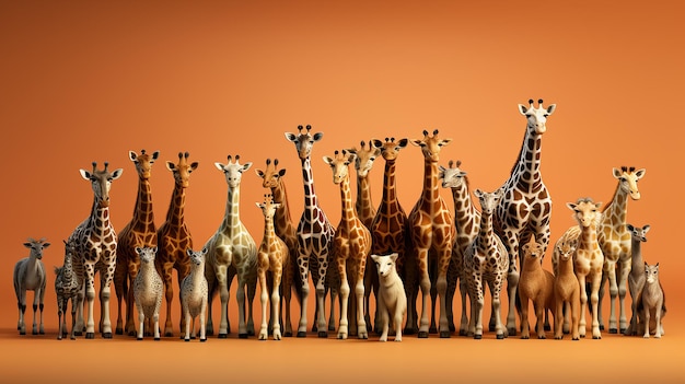 Foto grande gruppo di fauna africana safari animali selvatici generativo ai