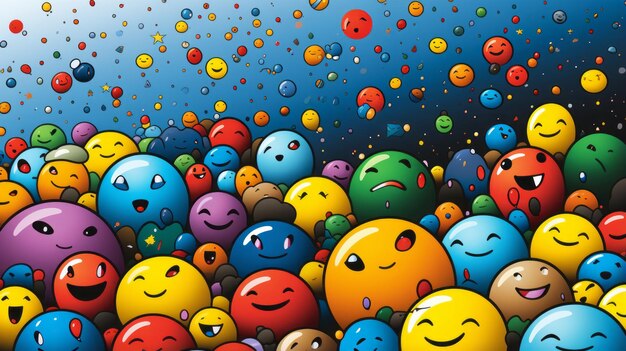 a large group of colorful smiley faces