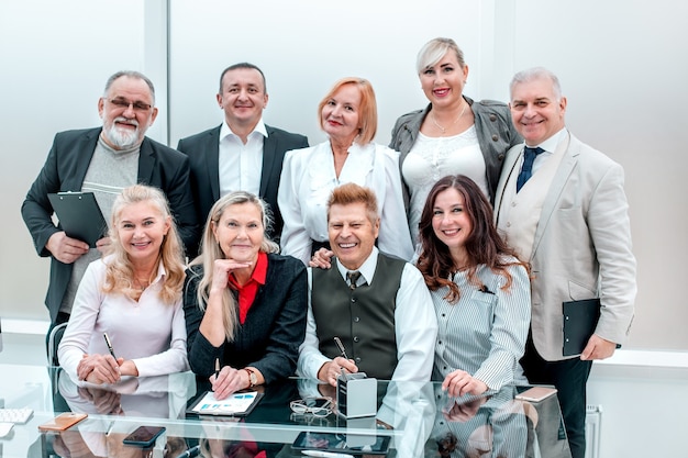 large group of experienced employees in the workplace in the office