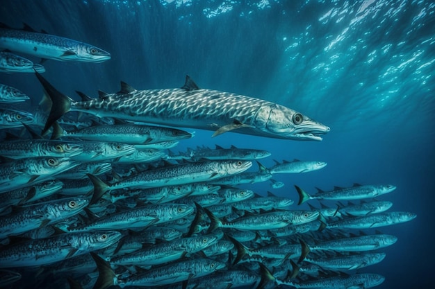 A large group of fish in the ocean