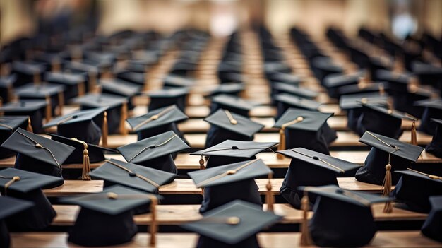 Foto grande gruppo di limiti di laurea durante l'inizio generativo ai