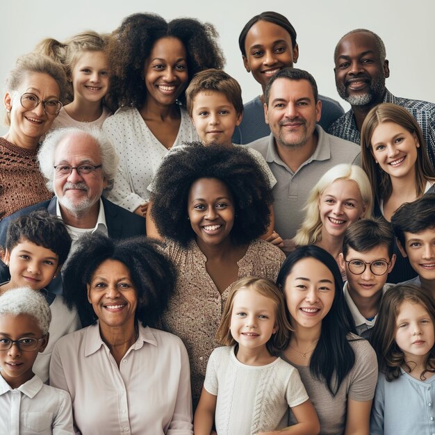 Large group of happy multiethnic and multigeneration people