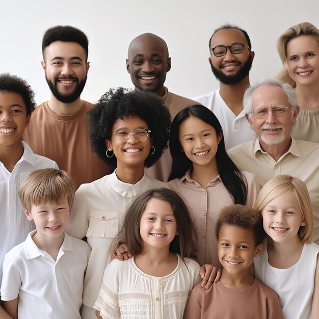 Large group of happy multiethnic and multigeneration people