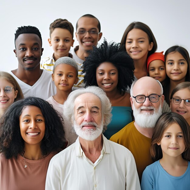 Large group of happy multiethnic and multigeneration people