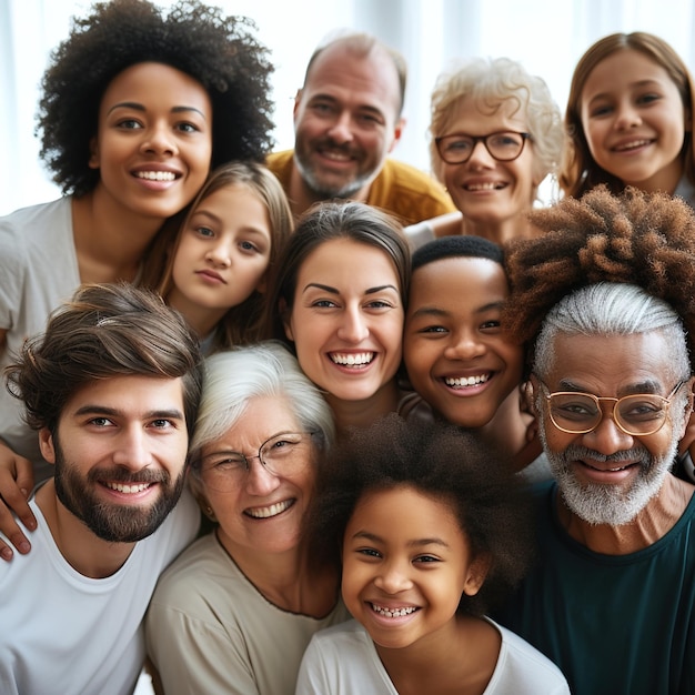 Large group of happy multiethnic and multigeneration people