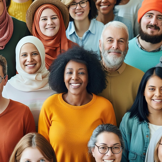 Large group of happy multiethnic and multigeneration people