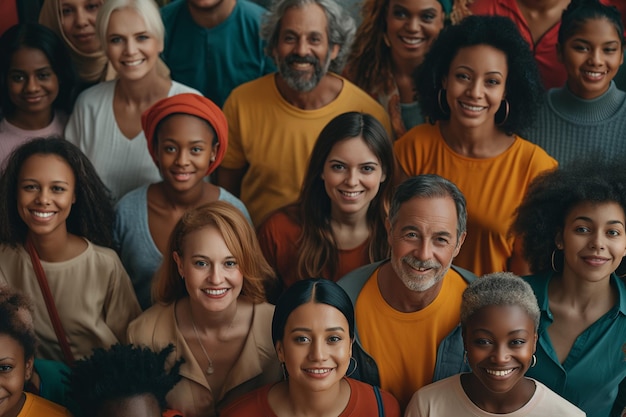 Large group of happy multiethnic and multigeneration people