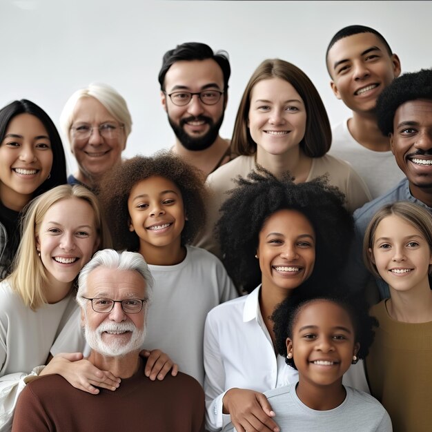 Фото large group of happy multiethnic and multigeneration people