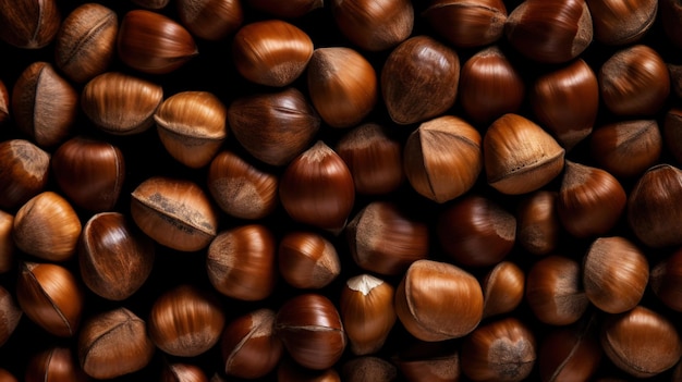 Large group og Hazelnuts Food background Generative AI