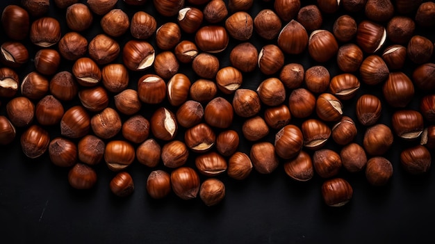 Large group og Hazelnuts Food background Generative AI