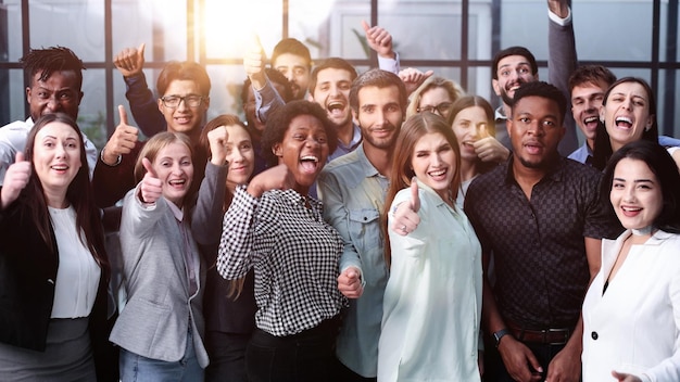 Large Group of people standing together in studio