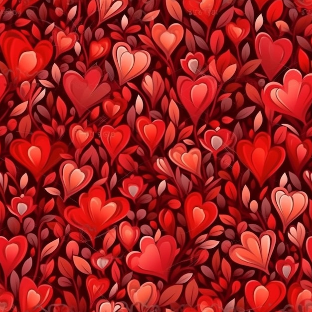 A large group of red hearts are arranged in a pattern generative ai