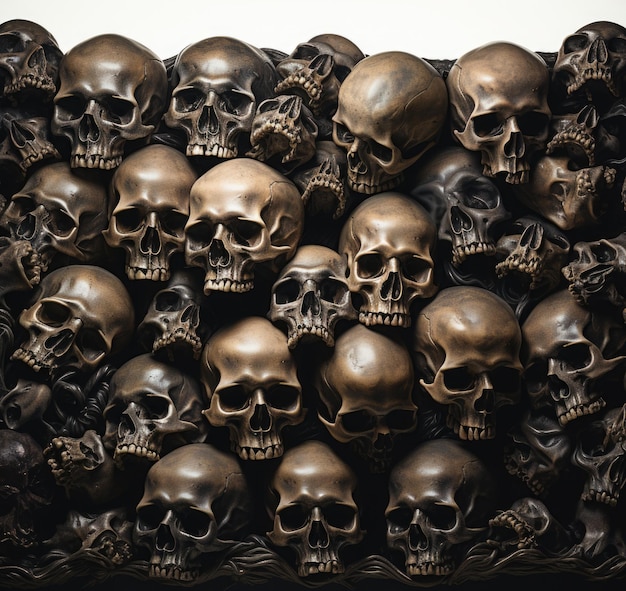 A large group of skulls sitting on top of each other ai