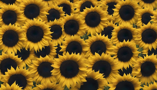 a large group of sunflowers with a black and white background