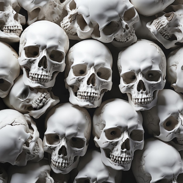 A large group of white skulls ai