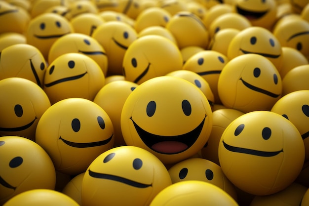 a large group of yellow smiley faces