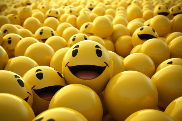 A large group of yellow smiley faces