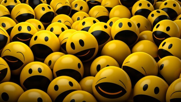 A large group of yellow smiley faces