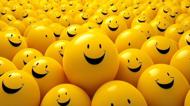 a large group of yellow smiley faces