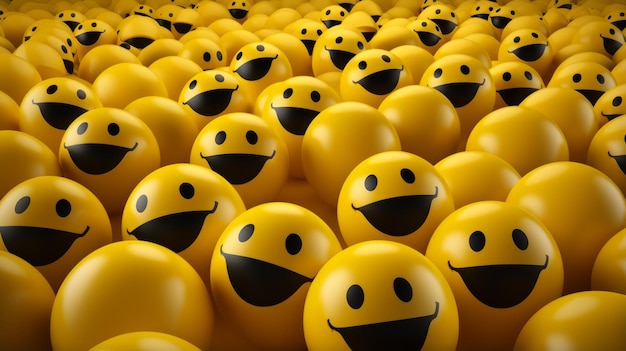 a large group of yellow smiley faces