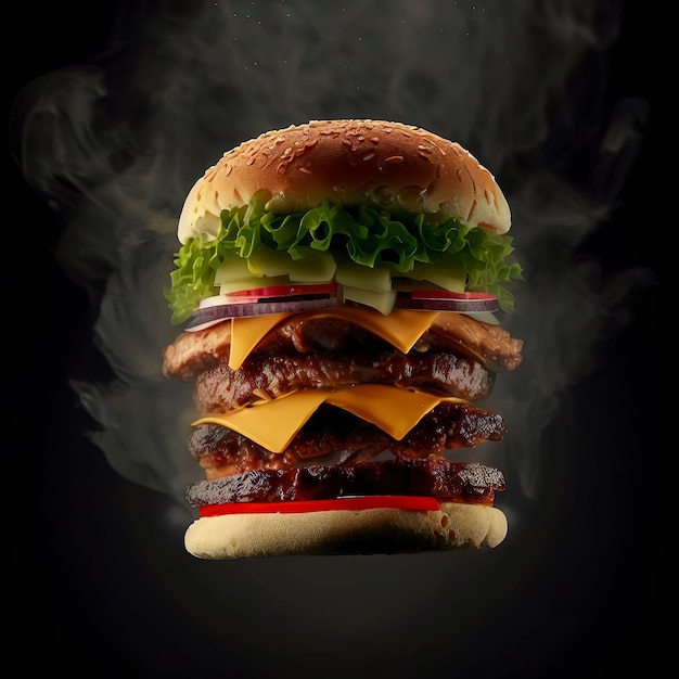 A large hamburger with the word " bbq " on it