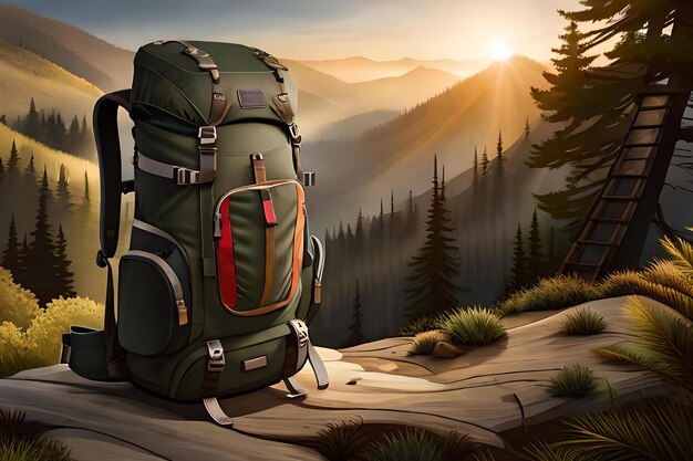 large hiking backpack in the natural environment