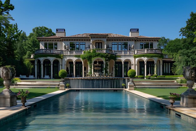 Photo large home stands under clear blue sky