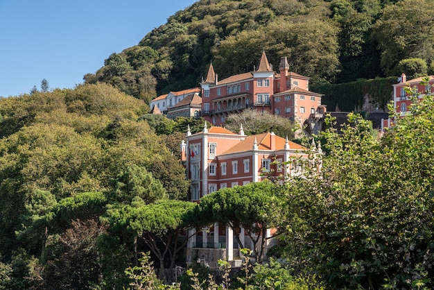 Large homes or hotels on the hillside in Sintra Portugal