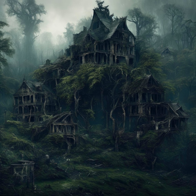 A large house in the forest