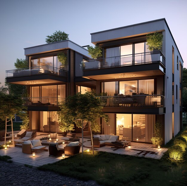 a large house with a balcony and a patio with a view of the ocean.