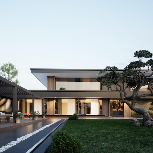 A large house with a large tree in the yard