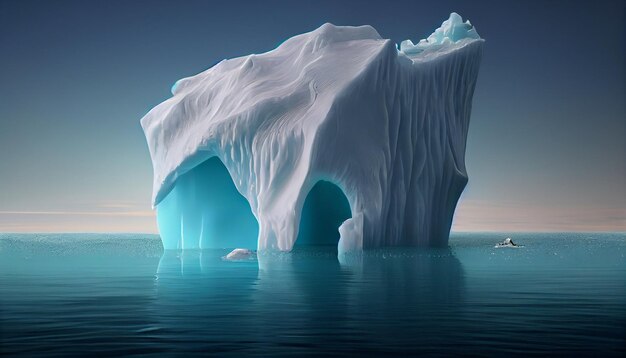 Large ice berg melting in ocean