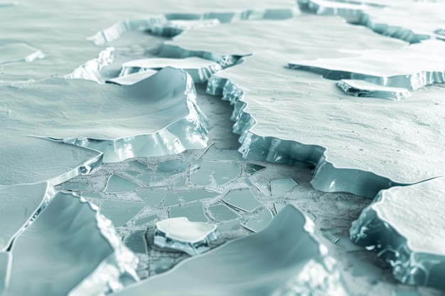 Photo a large ice block is sitting on a blue surface