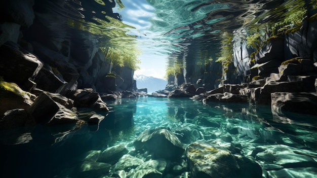 Photo a large ice cave in the water