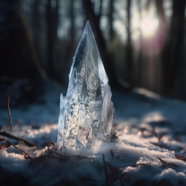 Foto una grande scultura di ghiaccio con sopra la parola ghiaccio