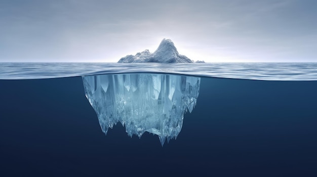 A large iceberg floating in the ocean generative AI