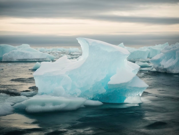 a large iceberg floating in the ocean with a lot of ice