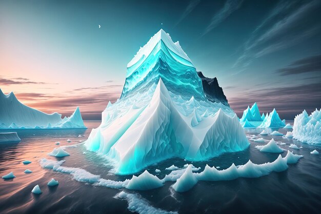 Foto grande iceberg che galleggia nel mare