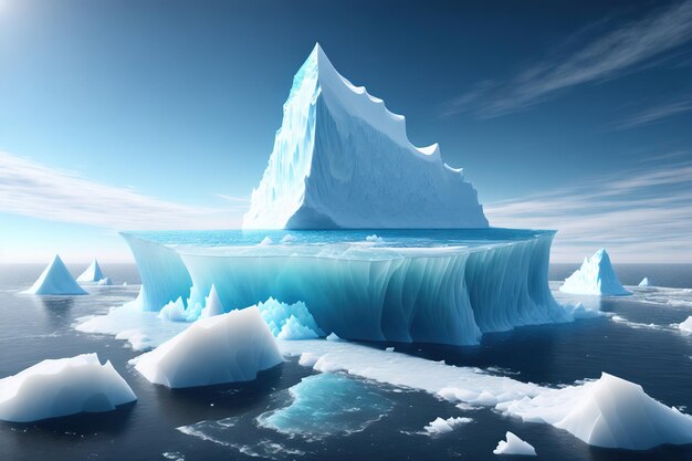 large iceberg floating in the sea