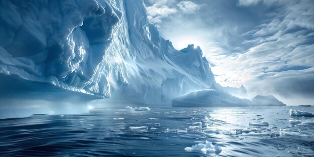 큰 빙산 이 바다 에서 떠다니고 있다
