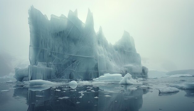 Photo a large iceberg that has ice on it