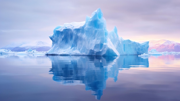 A large iceberg in the water