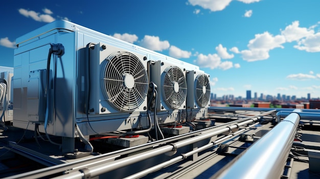 Photo large industrial air conditioning system generative ai