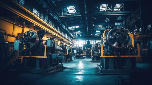 A large industrial building with a large machine that says'industrial'on it