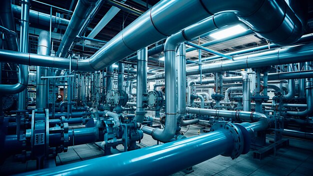 Photo a large industrial factory with pipes and valves