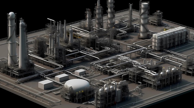 Large industrial oil refinery petrochemical plant with equipment and pipes AI generated