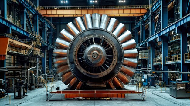 Large Jet Engine Inside Hangar