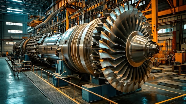 Large Jet Engine Inside Hangar