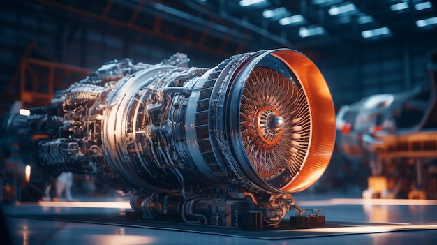 Large Jet Engine Resting on Floor