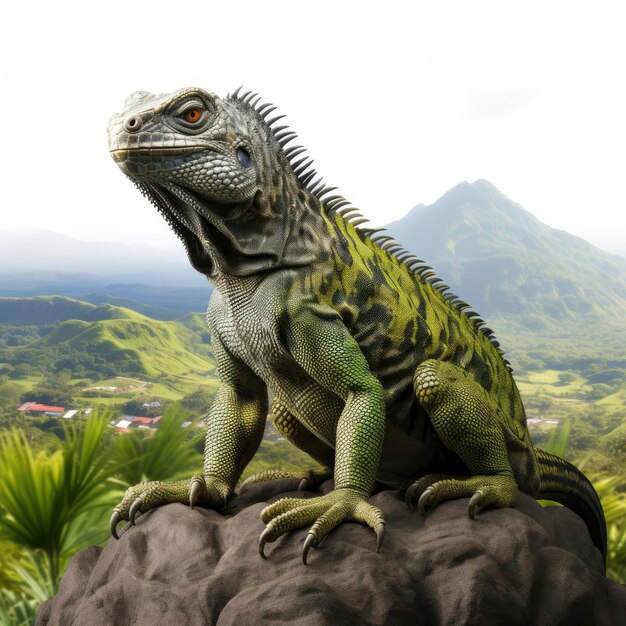 A large lizard sitting on top of a rock